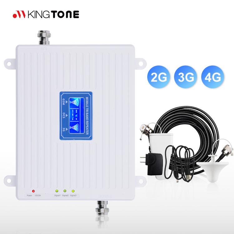 Белый трехдиапазонный усилитель сигнала, 23 дБм, 2G 3G 4G 900 1800 2100