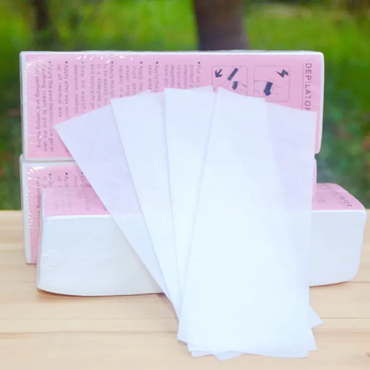 Wholesale free sample spunlace non woven wax strips private label box packing body face ready to use waxing paper strips