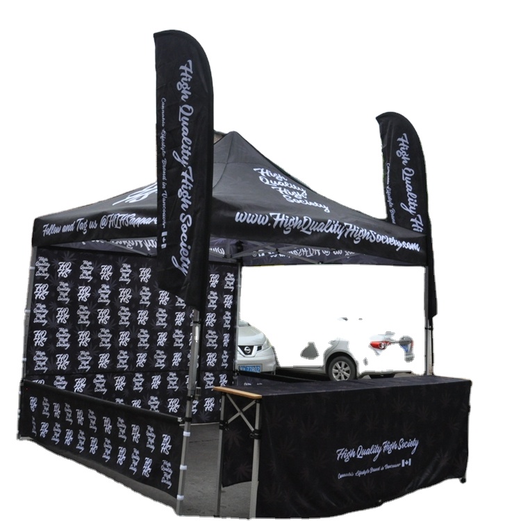 3x3 м pop up Навес палатка с 2 шт. 3,5 пляжный флаг и 6ft Настольная Крышка