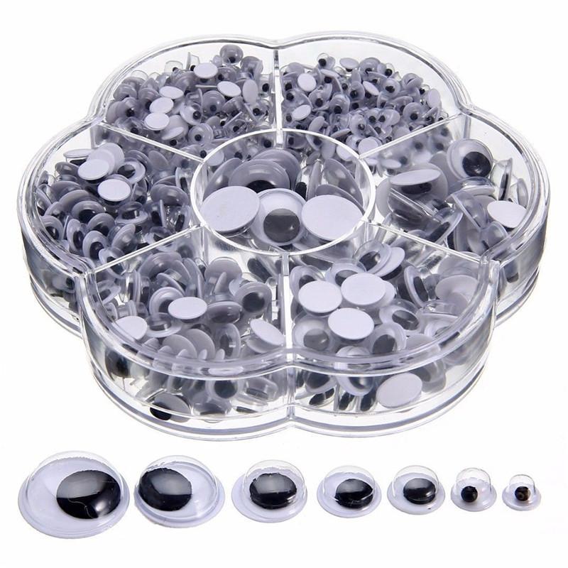 700pcs 4-12mm Plastic Google Eyes Wiggle Moving Eyes Adhesive for DIY Toys Dolls Kids Animal crafts