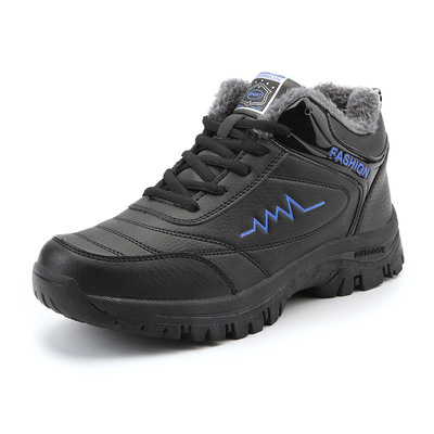 2021 winter low-cut men's cotton leather shoes plus velvet warm winter shoes cross-border large size sports cotton shoes