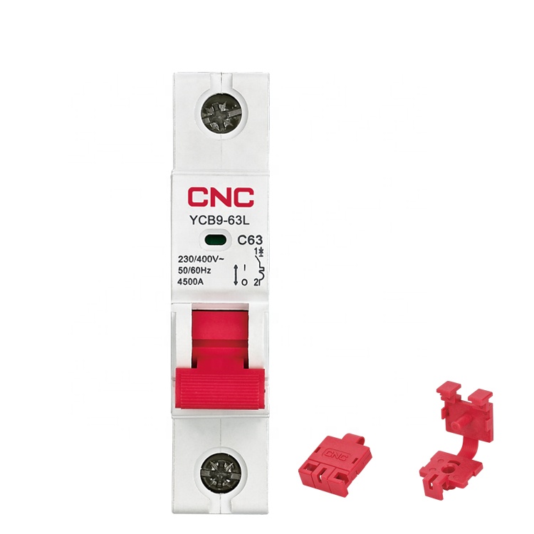 CNC New Design YCB9-63 4.5KA Miniature Circuit Breaker 1P 2P 3P 4P 63A MCB With Protective cover
