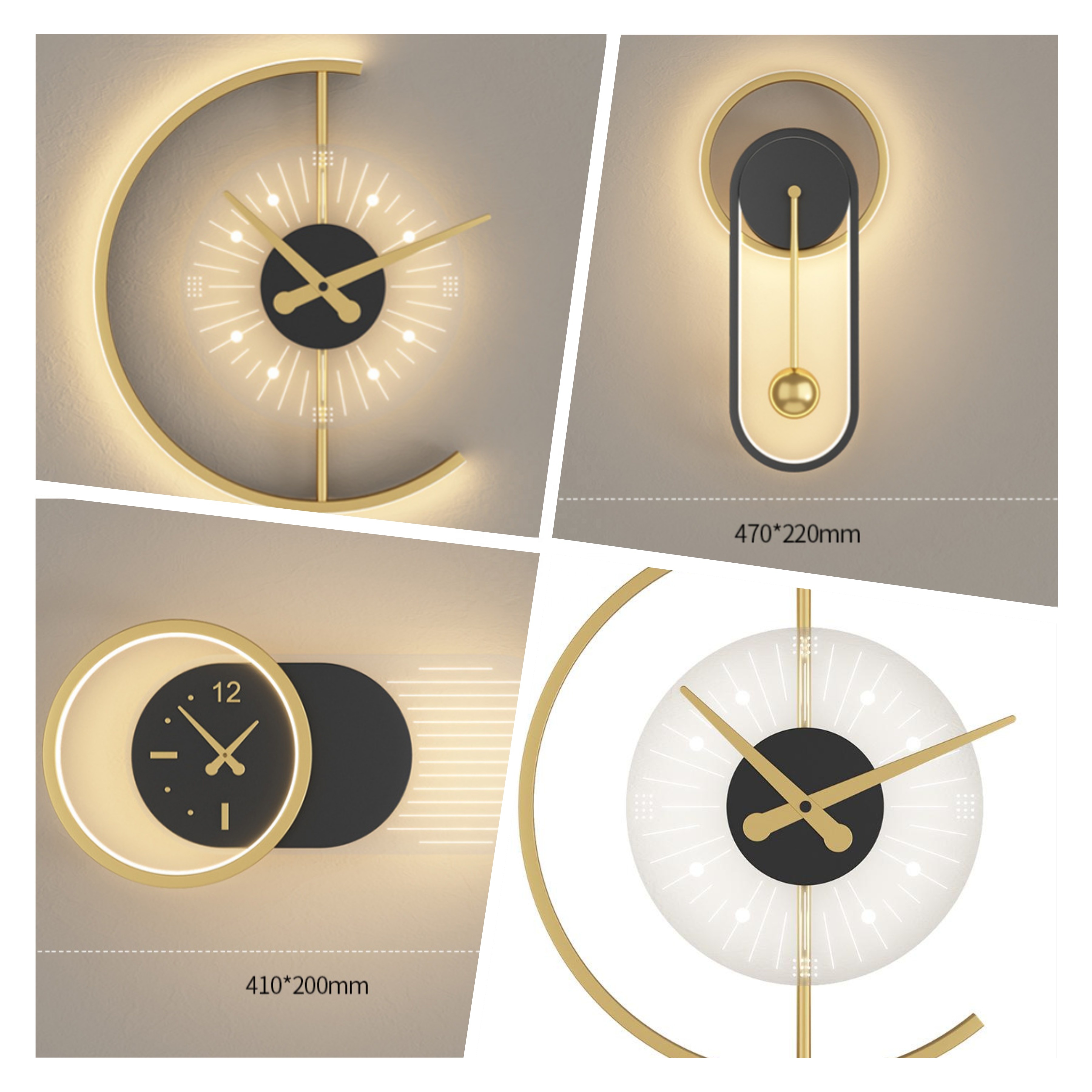 New Design Modern Wall Clock with Light Wall Decoration Hanging clock creative wall lamp for Living Room