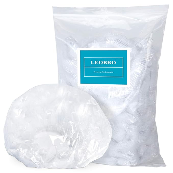 Disposable Clear Plastic Shower Cap For Adults Waterproof Bath Cover-Pack Of 100 Hair Processing Hair Cover