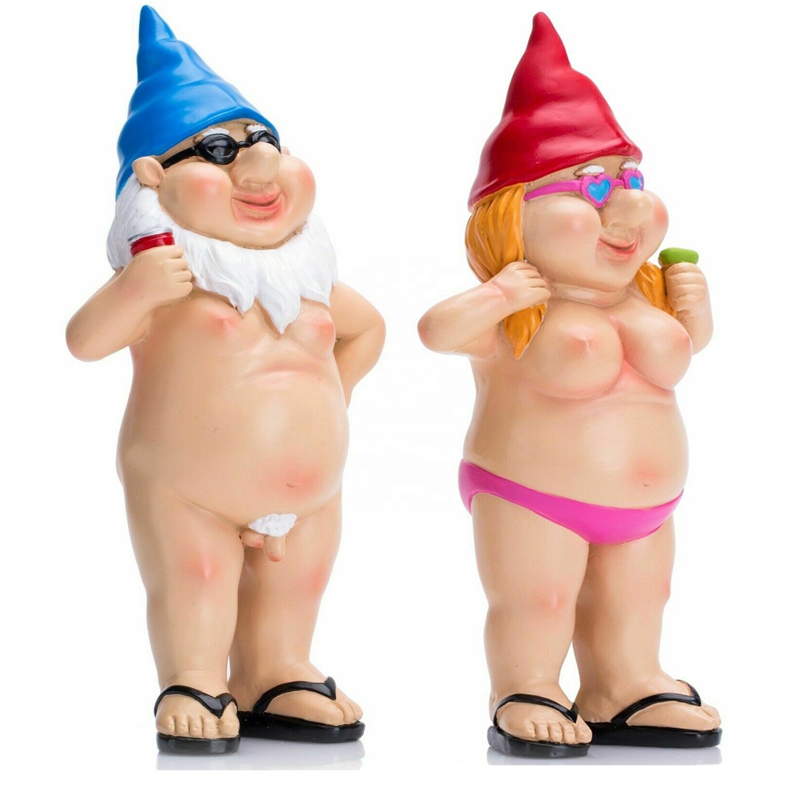 Garden Statue Goblin Art Decoration Peeing Gnome Naughty Garden Statue Fun Man and Woman Naked Gnome Statue for Lawn Decoration