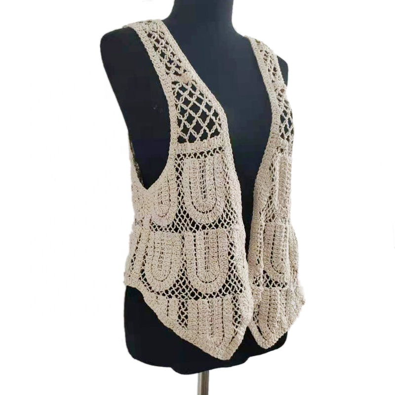 High Quality 100% Cotton Women's Sweaters Computer Embroidery Sweaters Vest With Cheap Price