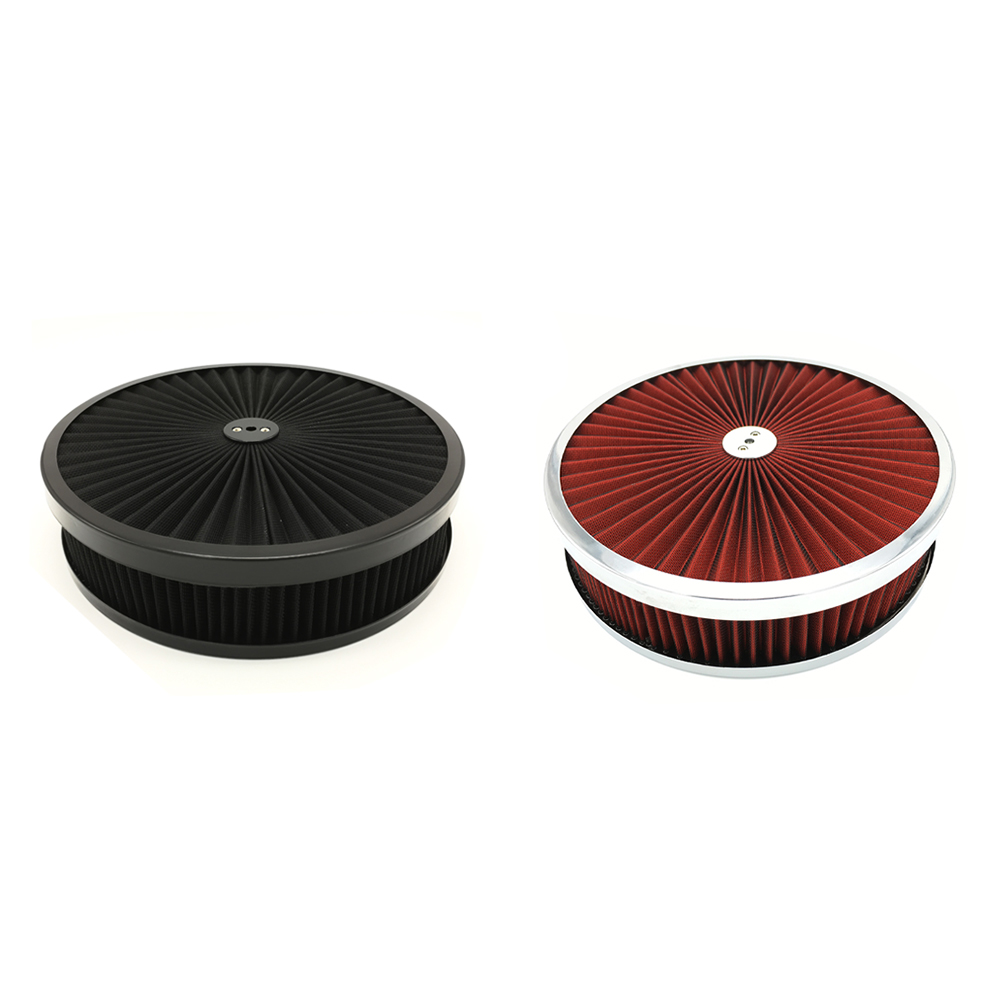 14"*3" Washable Car Air Filter Super Flow Air Cleaner Round Black/Red