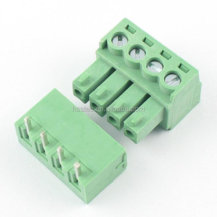 3.81mm Pitch 4 Pin Right Angle Screw Terminal Block Pluggable Connector