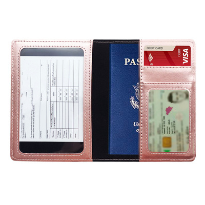 BOSHIHO Travel Custom PU Leather Folding 4*3 Sublimation Card Holder Passport and Cover Holder Case Wallet Card