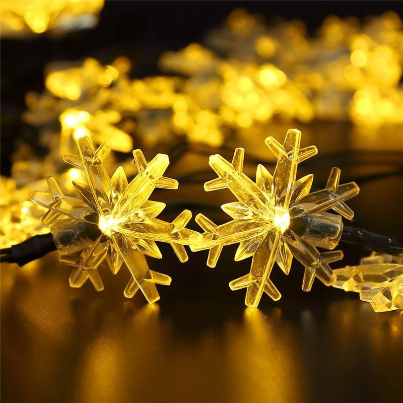 5 m Merry Christmas Lights Led String Lights Snow Flake Warm Lamp String Solar Christmas Lights Outdoor Holiday Xmas Decoration