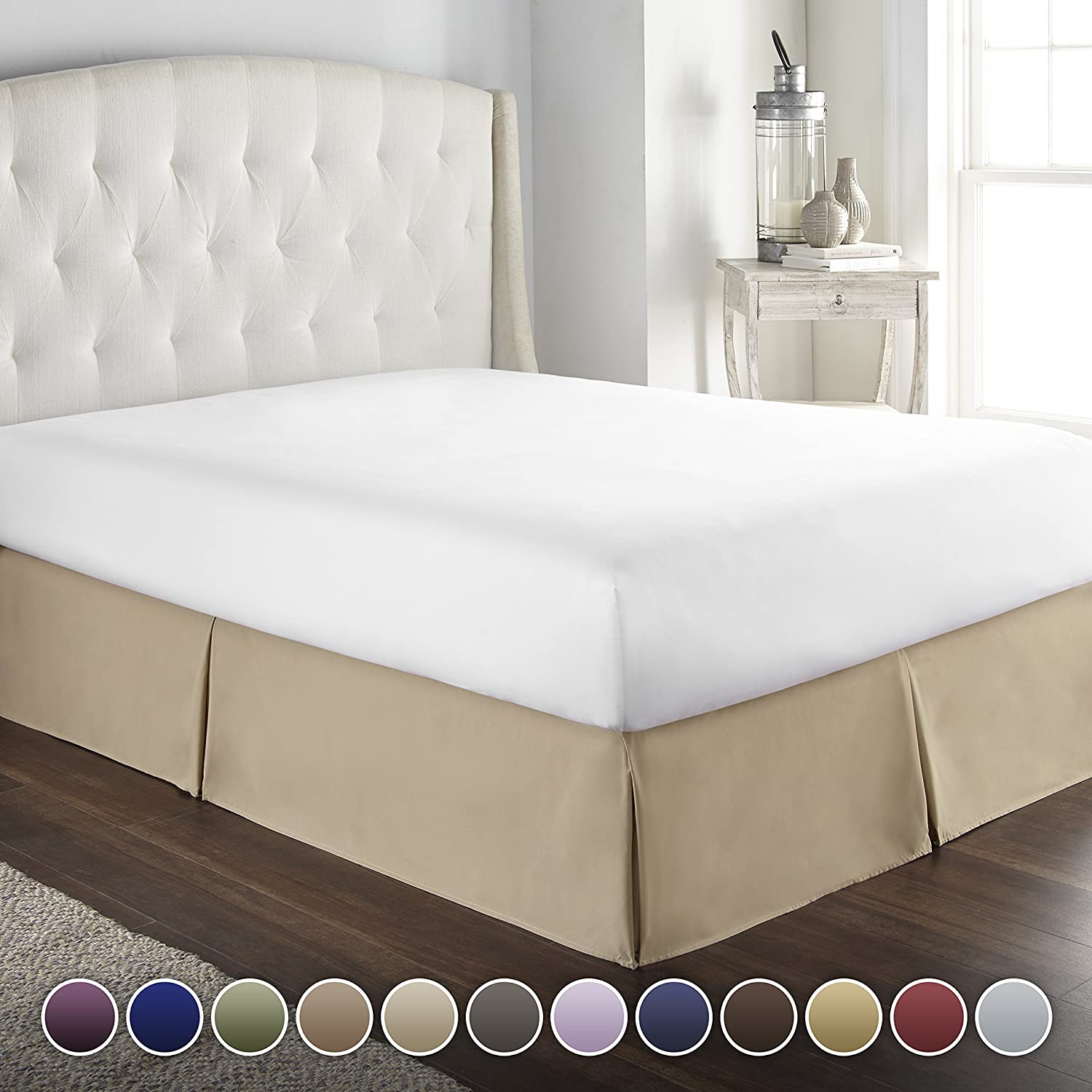 Hotel Luxury Bed Skirt Dust Ruffle 1800 Platinum Collection15 inch Drop Wrinkle & Fade Resistant