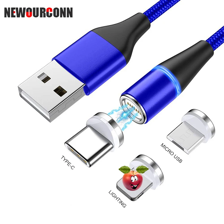 Оптовая цена 3a Быстрая зарядка usb Съемный 3 в 1 светодиодный магнитный usb кабель передачи данных для телефона