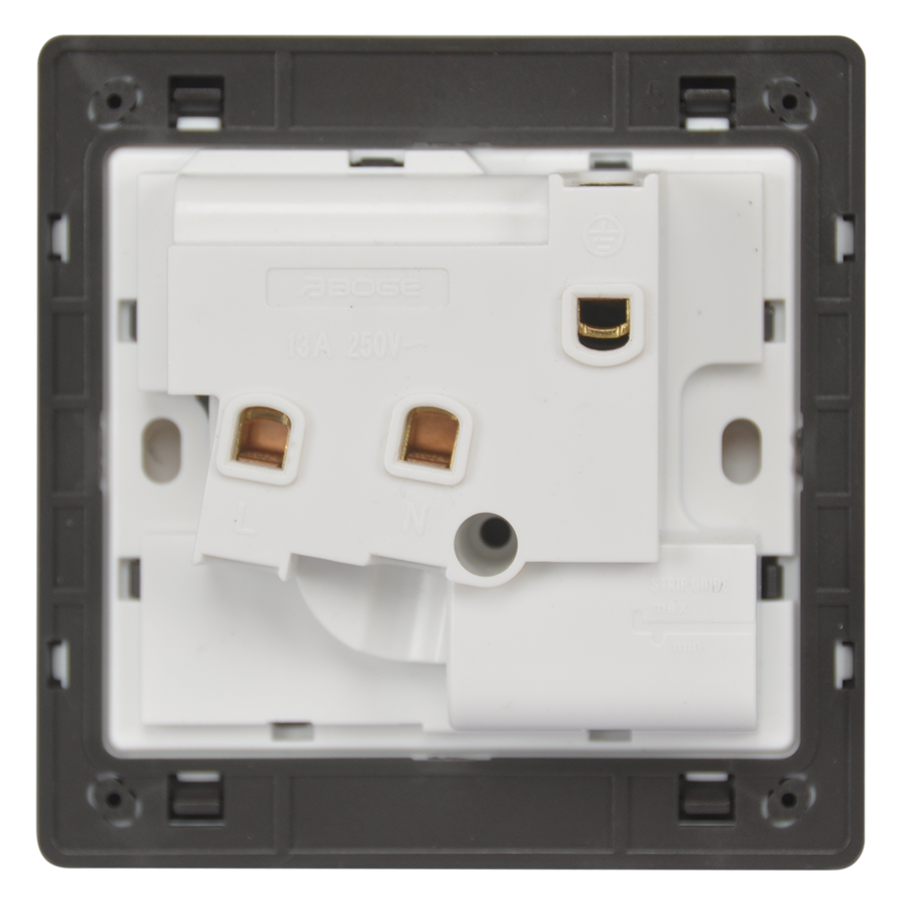 BOGE 13a stainless steel BS UK Standard 3 Pin 1 Gang 1 Way wall sockets and switches uk