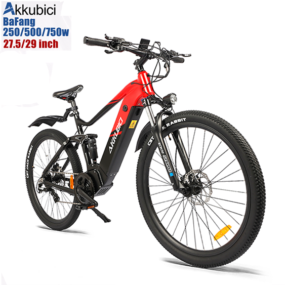 Akkubici bafang Средний привод eu stock 48v 250w 750w e bike 27,5 29 дюймов город полная подвеска Электрический велосипед горный велосипед