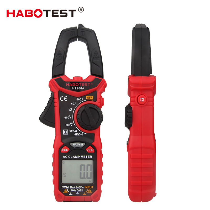 Мультиметр Habotest HT206A, Цифровые токоизмерительные клещи, 600 А Ом, Гц, вольтметр емкости, Бесконтактный индикатор напряжения, 6000 отсчетов
