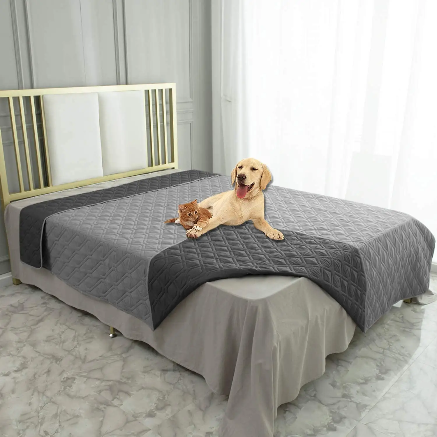 Waterproof Dog Bed Cover Pet Blanket For Furniture Bed Couch Sofa Reversible