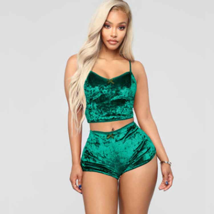 wholesale quality Velvet v-neck underwear set Comfortable sexy underwear