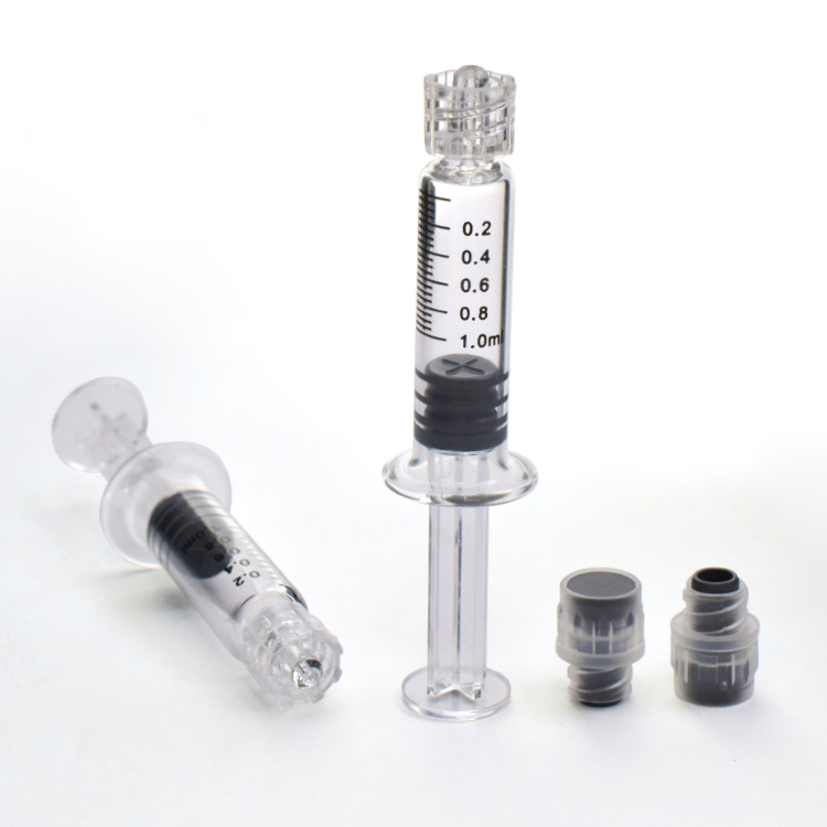 1 мл стеклянный шприц с замком Luer для масла CBD 1cc предварительно заполненное масло OEM упаковка