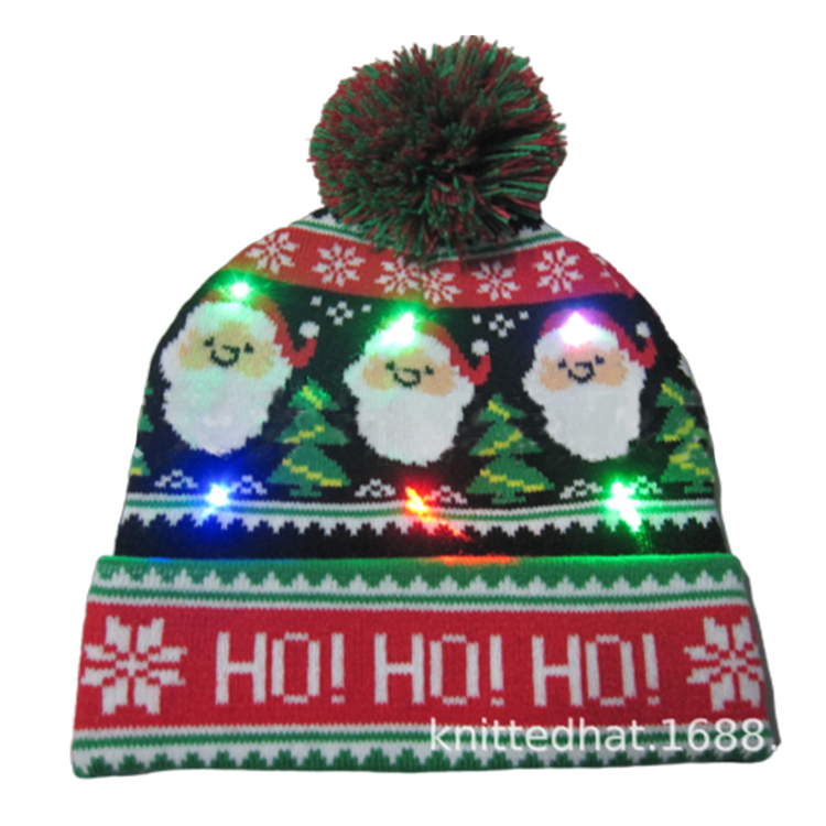 New Design Warm Trending Designer Christmas Decorations Christmas Led Beanie Hats