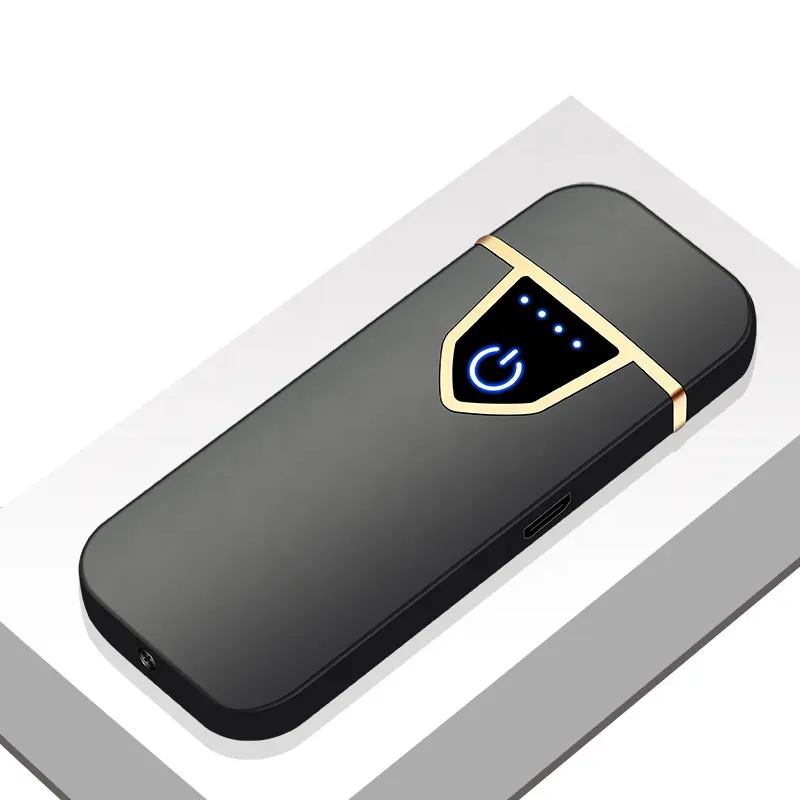 $1.5 Cheap Electric USB Rechargeable Lighter Custom Logo Metal Fingerprint Lighter Mini Size Cigarette Lighter