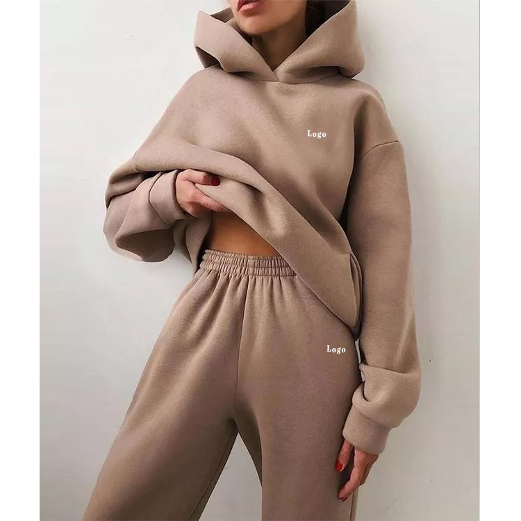 Wholesale sweat pants women jogger set tracksuit custom streetwear fleece sweatpants cotton joggers set for girls casual