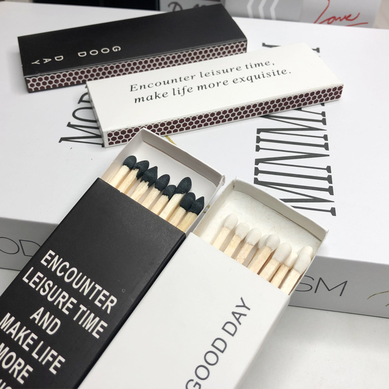 Hot sale black and white match  wooden stick matches custom hotel advertising safety matchbox household matches