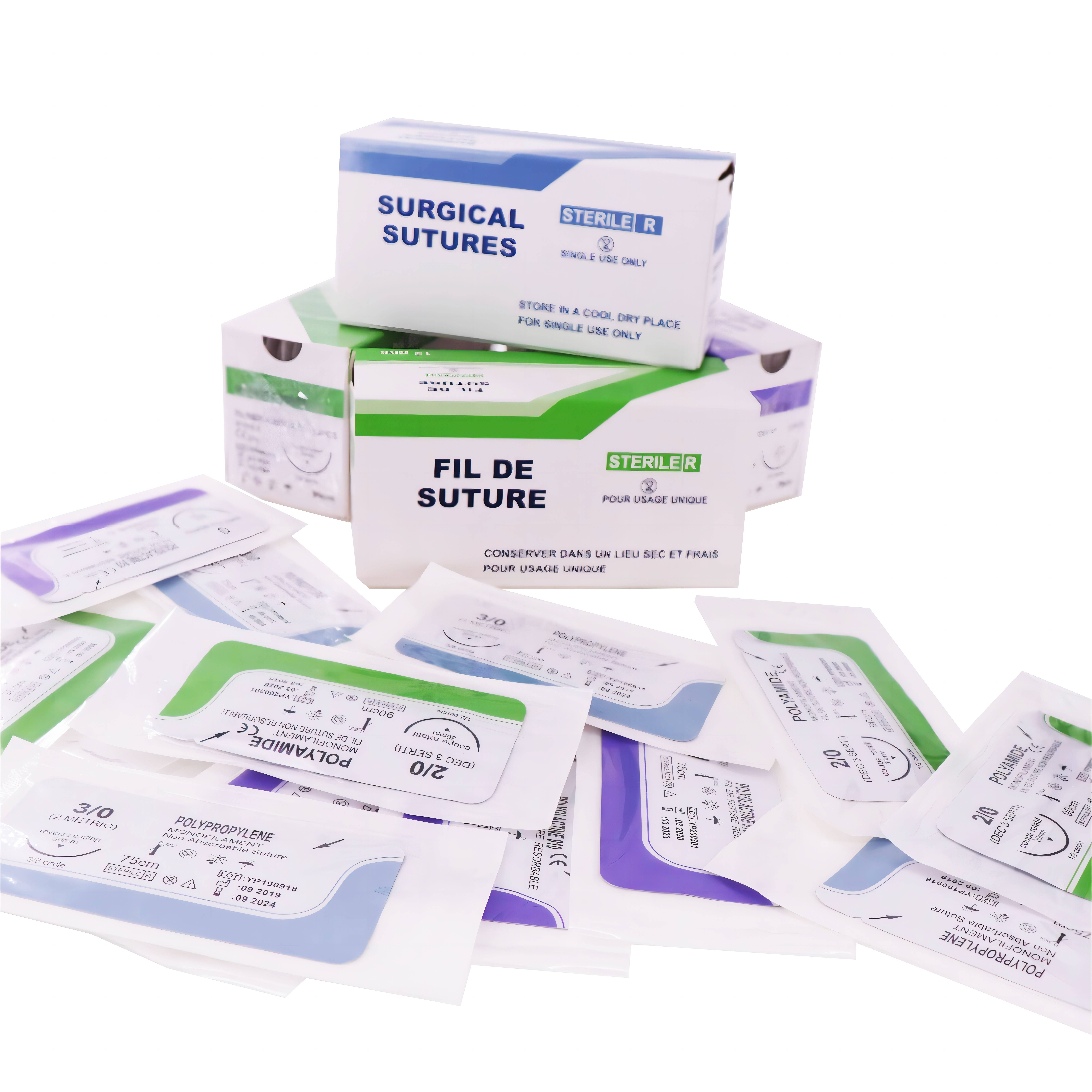 Medical Disposable Absorbable Sterile Silk Acid USP with Needle PGA Surgical Suture Threads