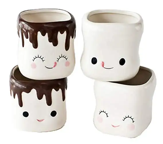 Новое поступление, керамические кружки с изображением горячего шоколада и милой улыбки, чашки (набор из 4 шт.)