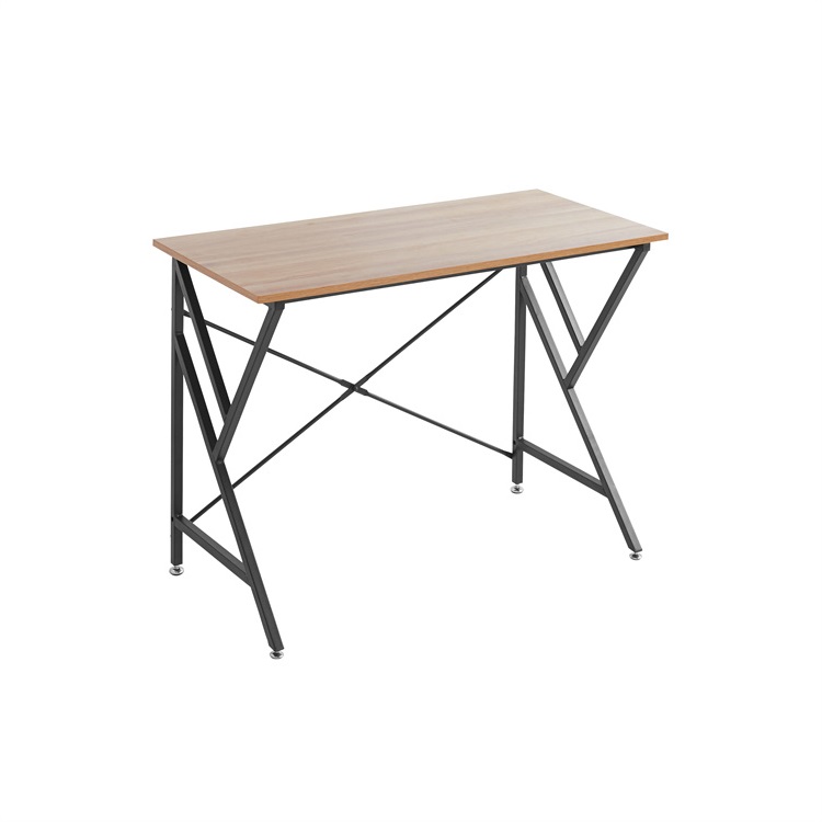 Modern Portable Home Office Furniture Black Wooden Computer Table with Black Metal Frame Modular Design