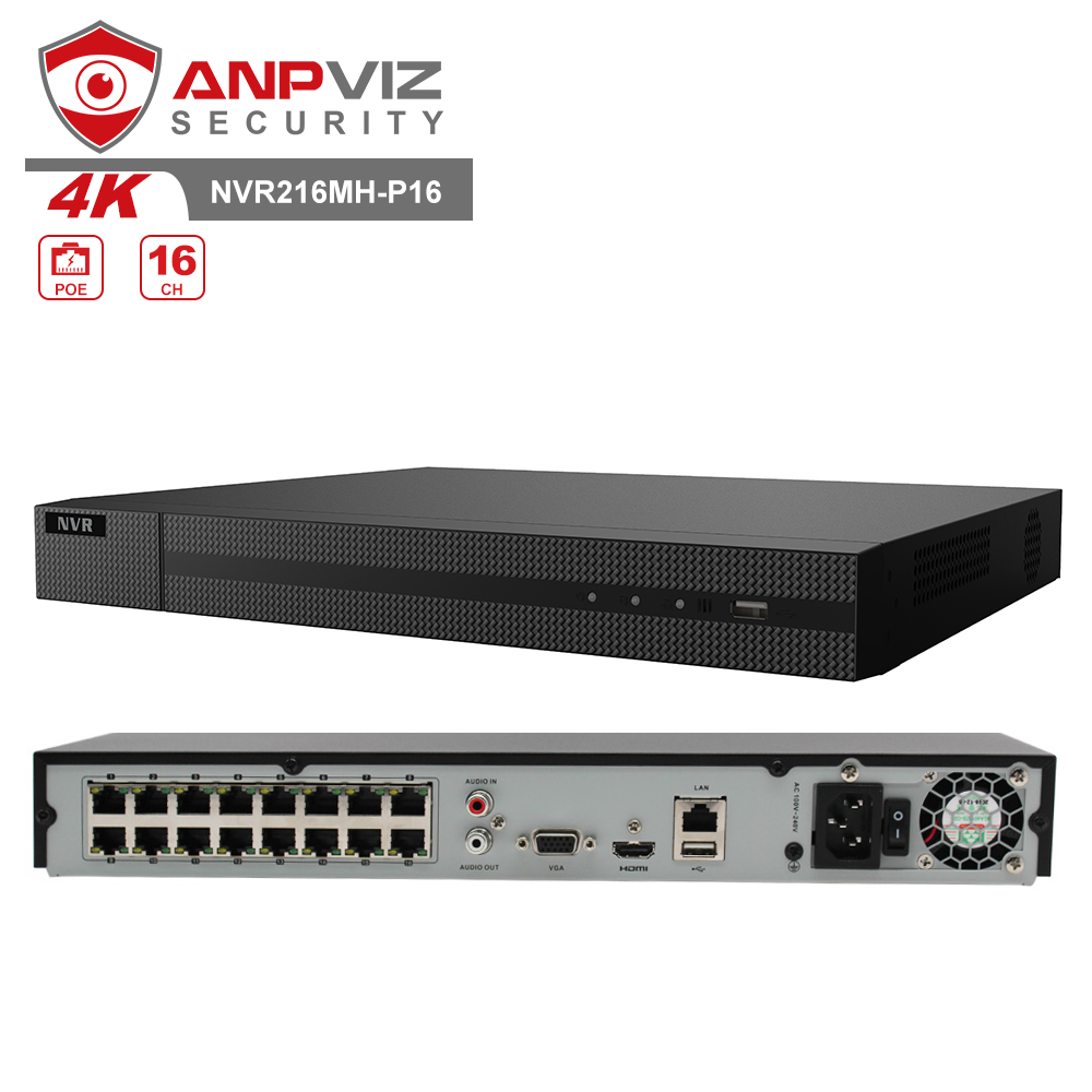 Сетевой видеорегистратор Anpviz, 16 каналов, 4K, POE, NVR (1080p/3 Мп/4 МП/5 Мп/6 МП/8 МП/4K)