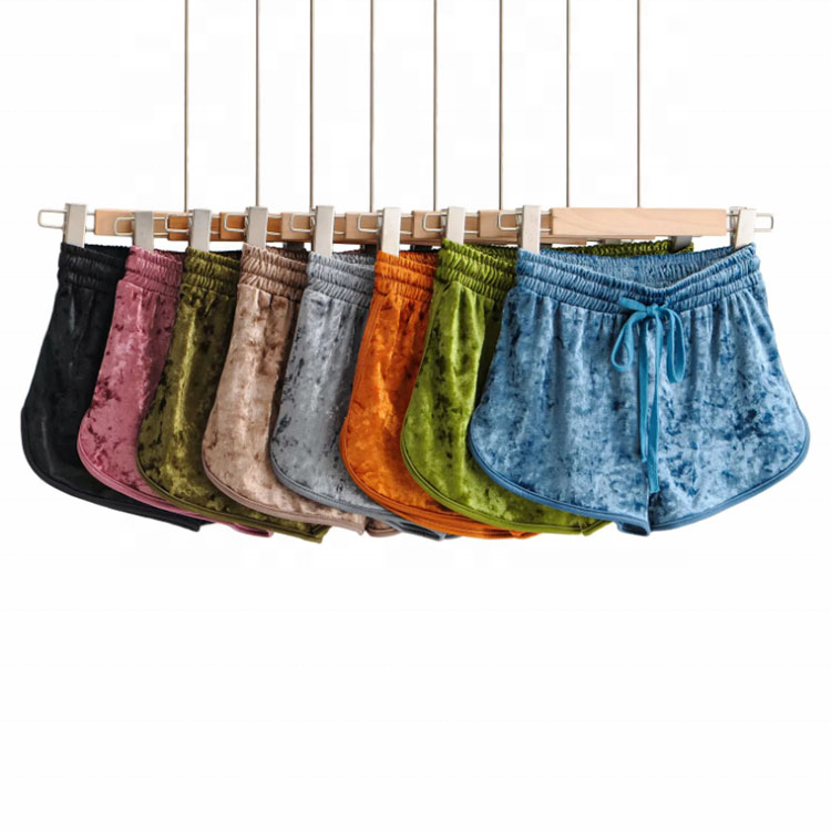 2021 newly design women velvet booty shorts custom wholesale velvet shorts women