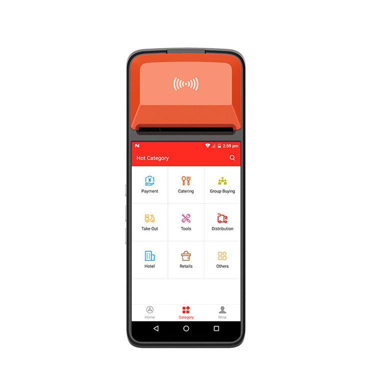 Мобильный POS-терминал Android, чековый принтер, ручной КПК, Bluetooth, Wi-Fi, 3G, NFC, портативный сканер штрих-кода «Все в одном»