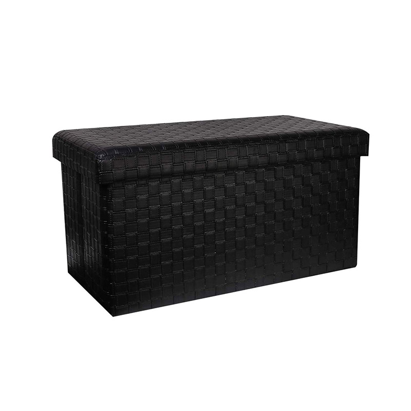 waterproof Foldable Faux Leather Pouffe Box Stool Small Leather Ottoman Stool Folding Storage Ottoman
