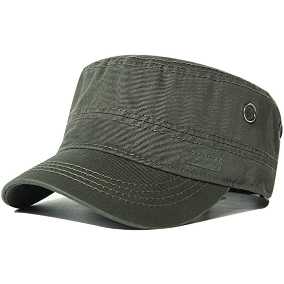 Flat Top High Quality Military Cap Cotton Army embroidery for Custom Logo