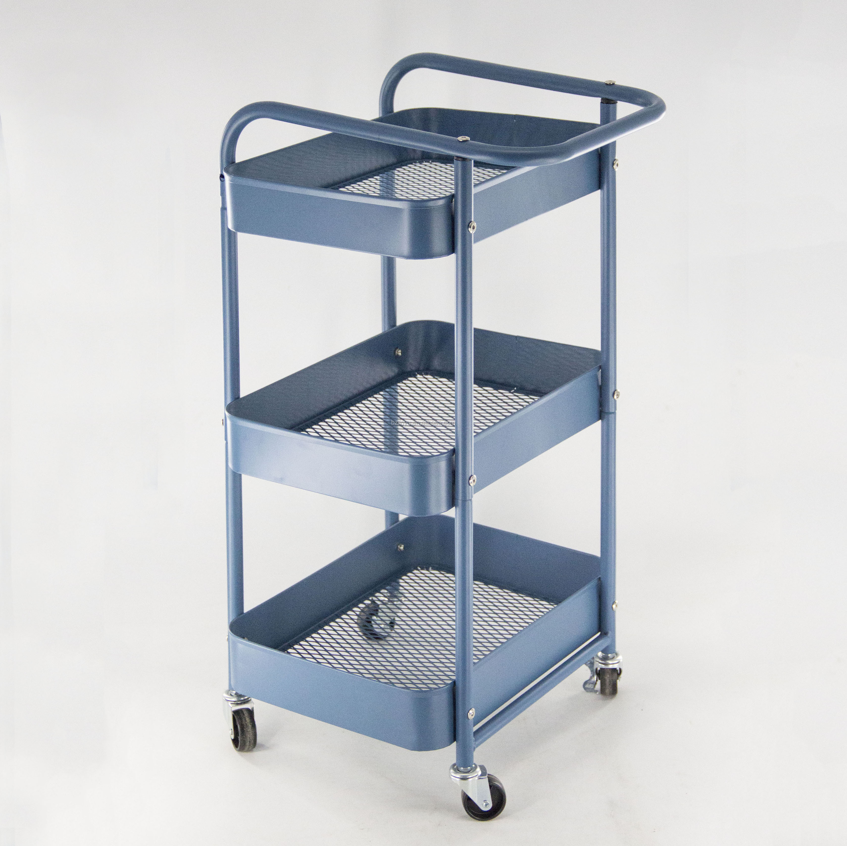 3-layer height-adjustable storage rack trolley sturdy four-wheel rolling trolley kitchen storage rack