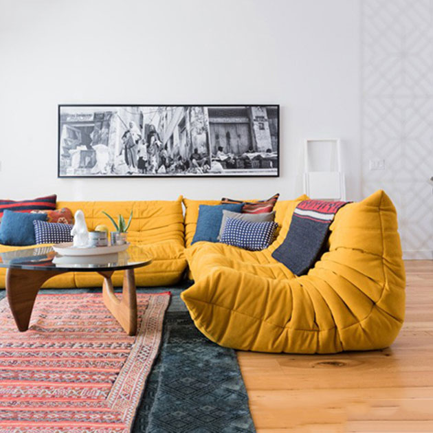 Современный тканевый диван LigneRoset того, скандинавский диван для гостиной, светлый роскошный кожаный Поролоновый диван-желтый