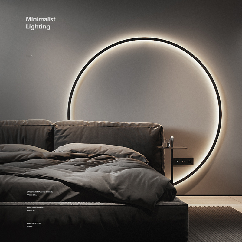 Aicco Circle Moon Shape Designer Minimalist Modern LED Wall Lamps Indoor With Plug For Living Room Bedroom 69968