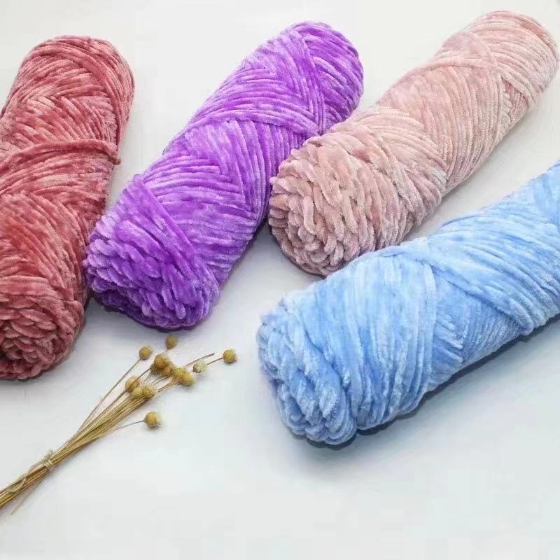 Factory Direct soft crochet hand knitting Wool Yarn DIY Knitted Chenille carpet Doll Shoes Scarf 100% Polyester Yarn