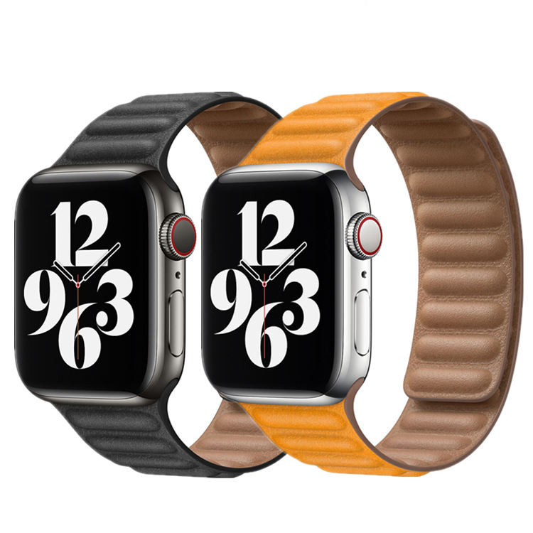 Новейший кожаный ремешок с магнитной петлей для часов Apple Watch series 6/SE, прочный кожаный ремешок с магнитной петлей для iWatch Band