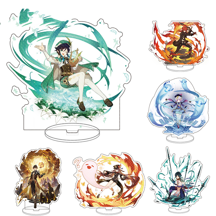 Duoying OEM Genshin Impact game Anime Figure Acrylic Stand Zhongli Klee Character Desk Decor acrylic display stands