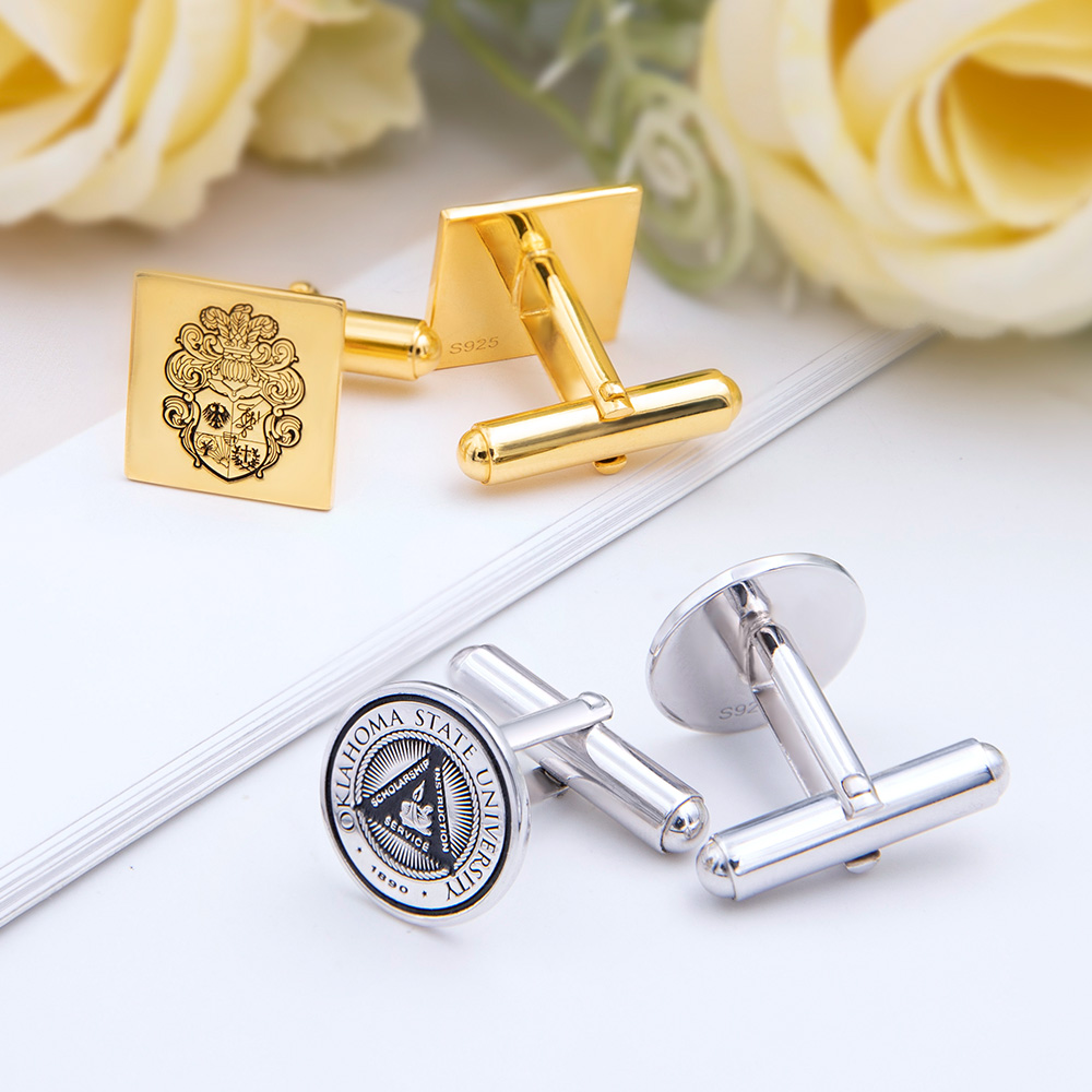 925 sterling silver personalized family crest shirt cufflink Photo hot selling custom men cufflinks