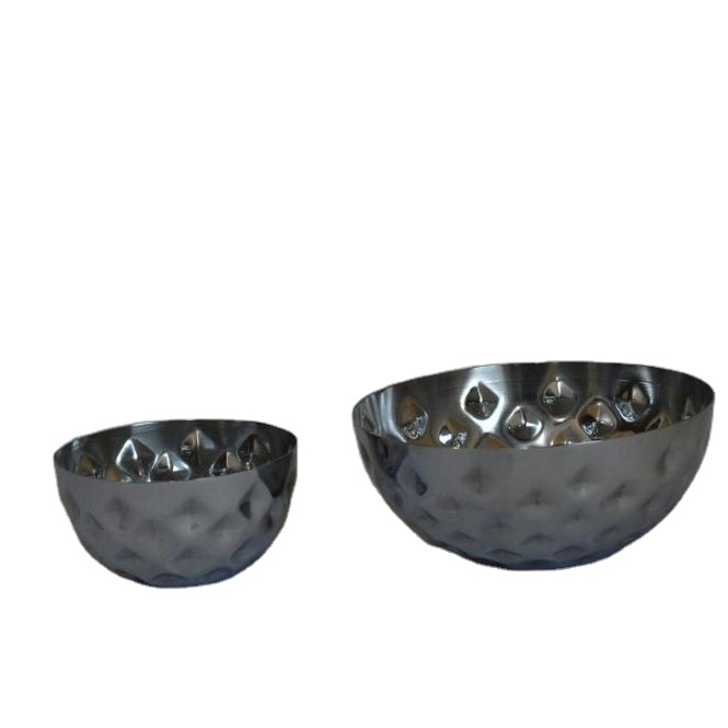 Vantage Modern Fancy Luxury Hot Shiny Polish Modern Style High Quality Hammered Pattern Round Bowl for Home Hotel and Restaurant