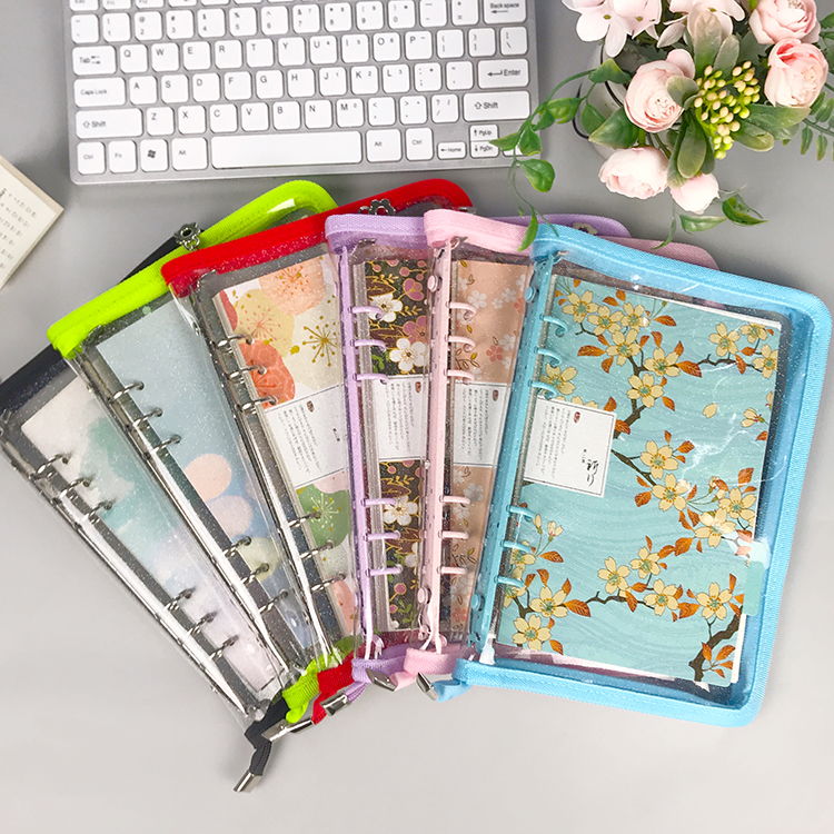 2021 hot sell Notebook A5 A6 A8 Transparent Storage Bag Loose Leaf Plastic PVC Zipper Single Insert Business Card Bill File Bag