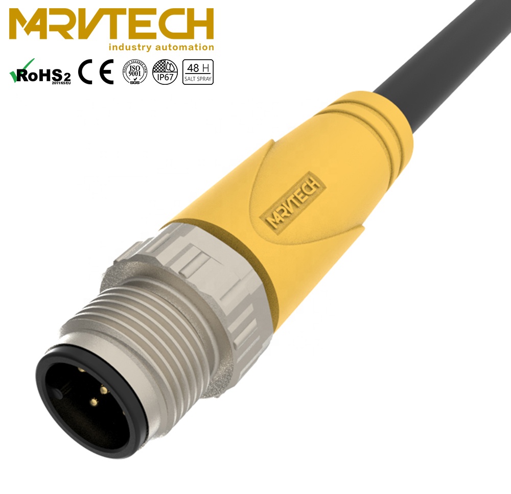 M12 3 4 5 Pin 3pin 4pin 5pin водонепроницаемый IP67 IEC мужской женский авиационный Датчик проводной Кабельный разъем