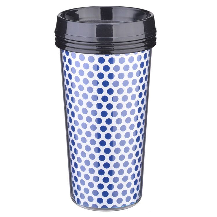 16 oz Высокое качество Портативный блеск с двойной стенкой из пластика стакан с крышкой