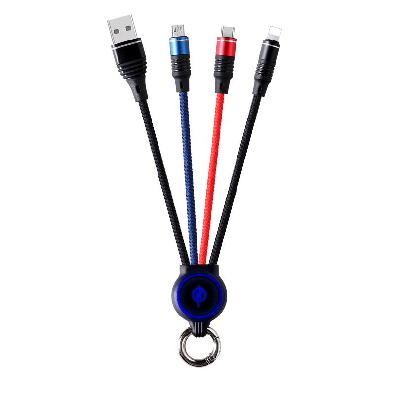 Шэньчжэнь Освещение Тип C 2.4a плетеный 3 в 1 Android Быстрая зарядка Usb Дата-кабель для мобильного телефона Iphone