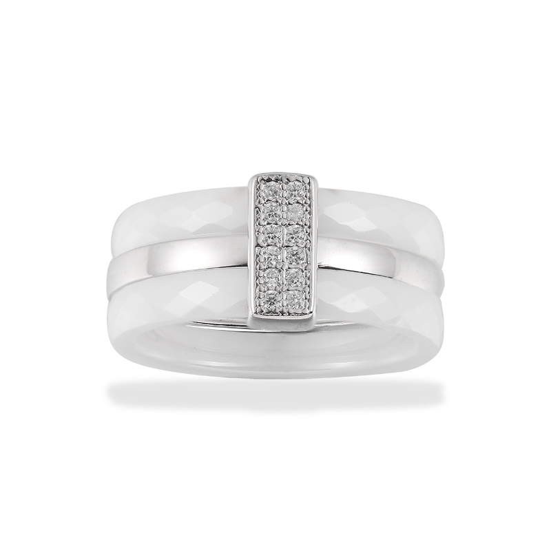 Fashion Simple Design White Ceramic Ring Cubic Zircon Ceramic Rings for Women Engagement Wedding Jewelry Cheap Price