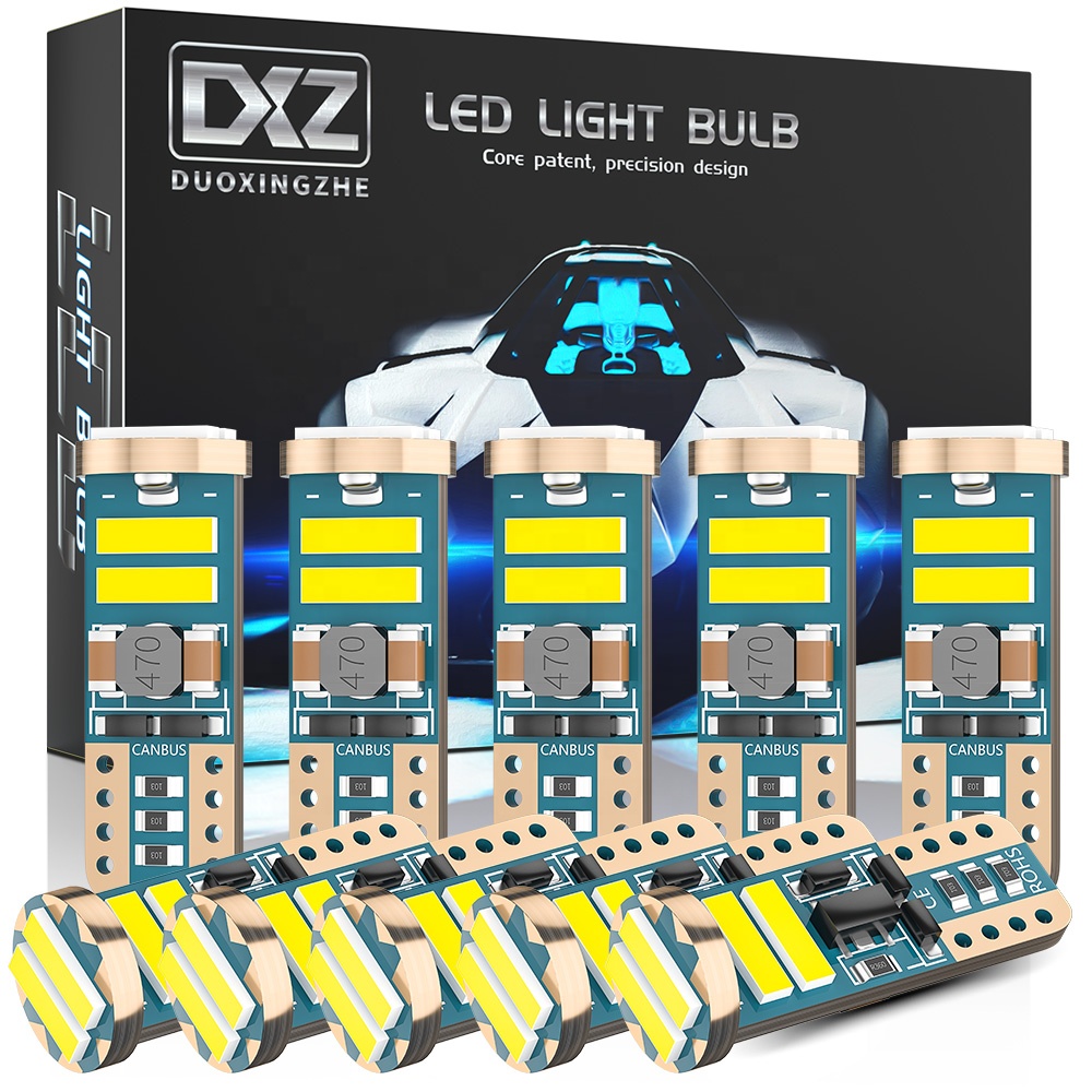 Светодиодные лампы DXZ T10 W5W, 10 шт., 6-SMD, Canbus 168, 194, 6000K, 12 В, белые автомобильные лампы для салона, карты, Купольные огни, габаритные сигнальные огни, автомобильная лампа