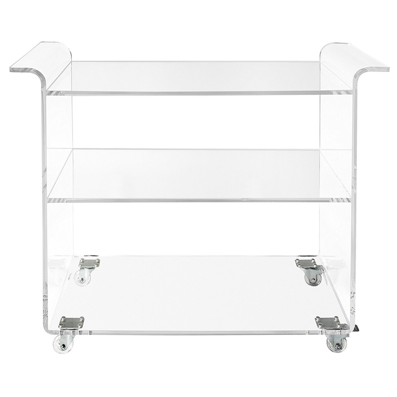 Custom Acrylic Cart Wine Trolley Bar Trolley Acrylic Hotel Cart With Four Wheels