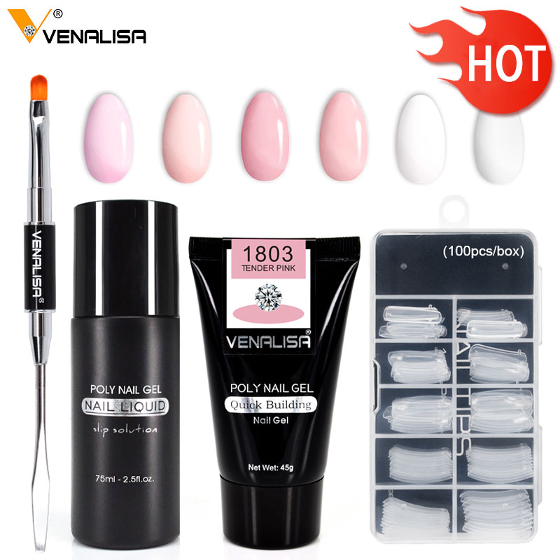 71068a 45g Acrylic Poly Extension Nail Gel For Manicure Nail Finger Extension Crystal Soak-off Quick poly nail gel builder